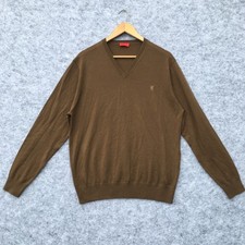 Pringle of Scotland Jumper Mens Size XL 100% Merino Wool Brown Golf Sweater