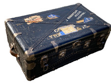 STEAMER TRUNK RARE ANTIQUE M LANGMUIR INNER COMPARTMENTS OLD LABELS LARGE HEAVY