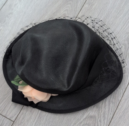 Bermona black straw formal hat - straw,