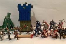 Big Joblot Of Papo Knights & Horses With Siege Tower & Catapult With Boulders