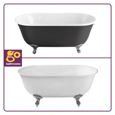 Traditional Acrylic Freestanding Bath White Black Chrome Claw Feet 1500 1800