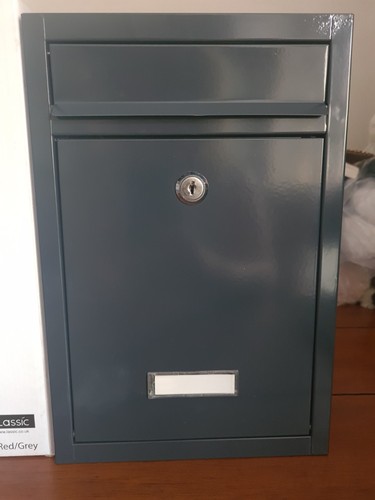 Steel square post box grey - post,