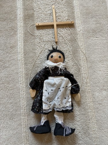 Vintage wooden maid marionette - wooden,