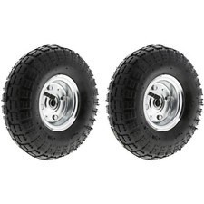 2 x 10" Pneumatic Sack Truck Trolley Wheel Barrow Tyre Tyres Wheels 4.10/3.5-4.0