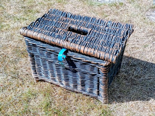 Vintage wicker fishing basket - vintage,