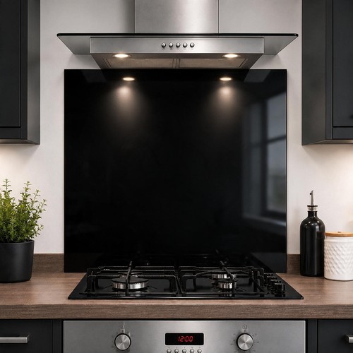 Black glass splashback - glass, 6mm