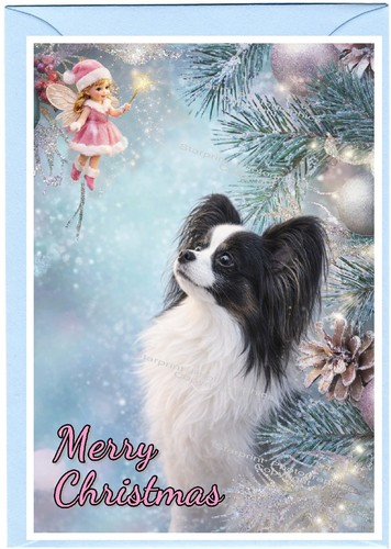 Papillon dog christmas card - dog, a6
