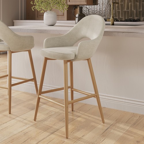 Oak and beige - beige, upholstered