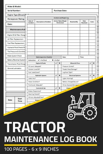 Tractor maintenance log book - maintenance,