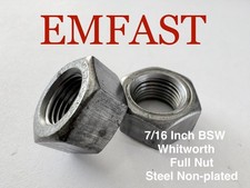 7/16 BSW Hexagon Full Nut Steel Whitworth Non-Plated Imperial Hex Nuts Spin On