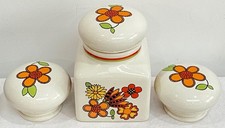 Vintage Taunton Vale Storage Jar Retro Orange Flower Design H 16cm + Spare Lids