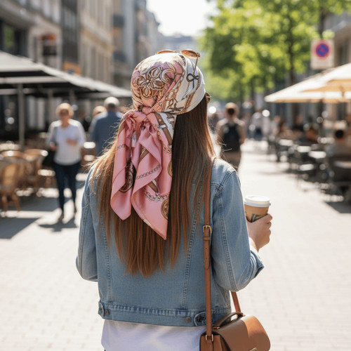 Head silk scarf elegant satin - scarf,