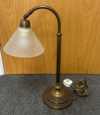 Vintage Laura Ashley Brass Swan Neck Lamp With Glass Opaque Shade - Tested a