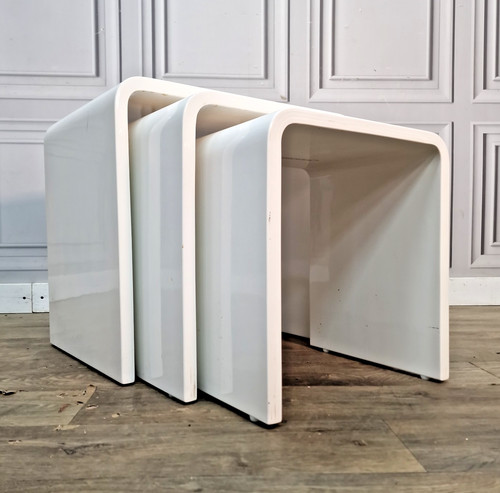 Vintage nest tables white - of,