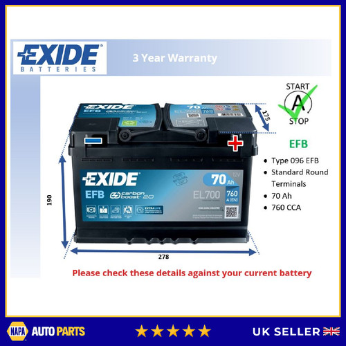 Efb car battery fits peugeot - car,