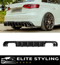 FOR AUDI A3 S-LINE/S3 8V PRE-FACELIFT REAR DIFFUSER VALANCE GLOSS BLACK 2013-16