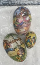 Vintage 3 Paper / Cardboard Easter Eggs -  2 Larger and 1 Smaller  Germany