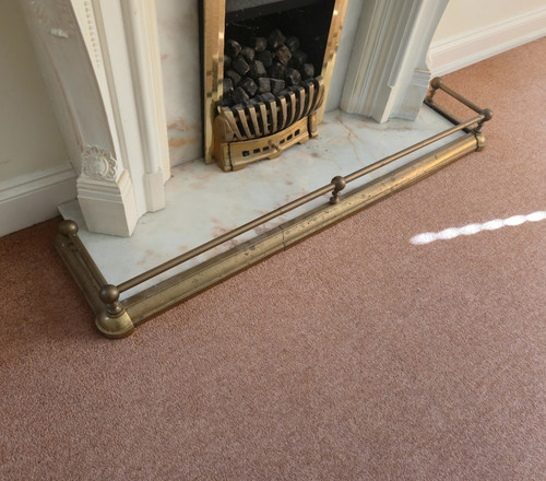 Brass metal fireplace fender - brass,