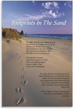 Footprints in The Sand Christian Poem Motivational Quotes Poster Canvas Wall Art