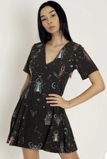 Black Milk Clothing Alien Insects Evil V Mini Dress, XS Would Fit UK 8-12