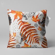 Orange Dry Leaves Pattern Velvet Cushion Cover | Double Sided | Multi-Sizes