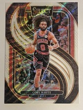2024-25 Panini Select Premier Level White Wave Prizm Colby White Bulls /99