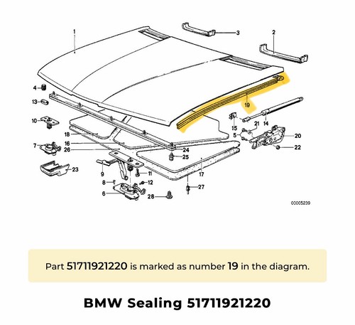 Bmw e28 bonnet - e28, rubber