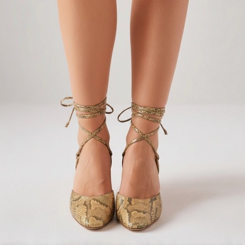 Gold snakeskin heels pura - snakeskin,