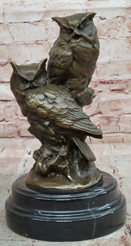 Abstract bronze owl sculpture - owl,