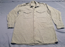 Vintage British Army Green Wool Shirt Itchy Military Combat Surplus
