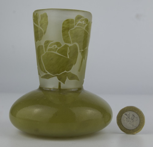 Signed art glass cameo vase
