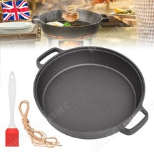 25cm Frying Pan Pre-Seasoned Safe Cast Iron Skillet Griddle BBQ Steak Cooking UK