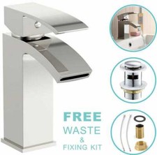 Waterfall Bathroom Faucet Chrome Basin Sink Monobloc Mixer Cloakroom Tap Sets