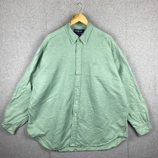 Ralph Lauren Blake Shirt Mens 2XL XXL Green Silk Linen Blend Luxury Button Down