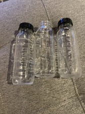 3 Vintage 8 oz. Clear Glass Baby Bottles EVENFLO made in USA 