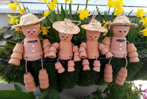 Family terracotta flower pot - family,