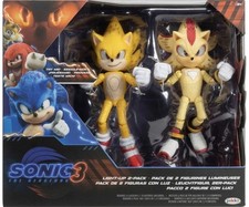 Sonic the Hedgehog 3 Light Up Figures 2 Pack Super Sonic and Super Shadow - NEW