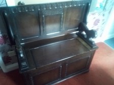 Dark wood Monks Bench. W 15