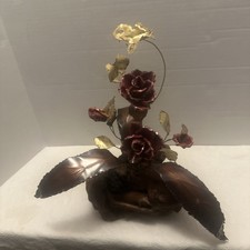 Mid-Century Metal Art With Wood Base.