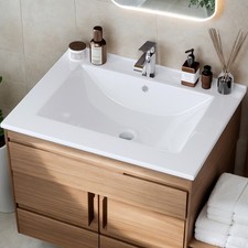 Modern Bathroom Wash Basin Sink Stone Ceramic Countertop Wall Hung Full Size Ran