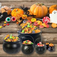 Set of 6 Witch Cauldron Bucket Sweets Candy Bowl Halloween Party Decoration Gift