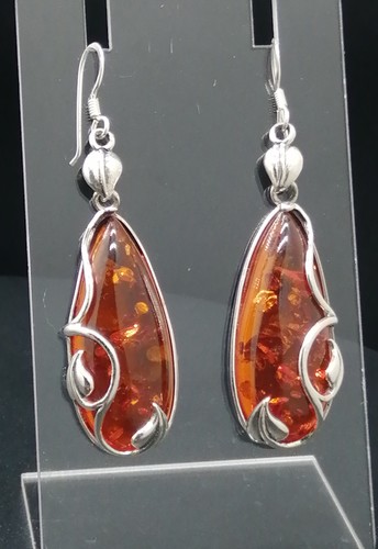 925 silver amber leaf - 925,