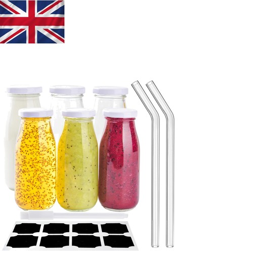 6pcs 250ml glass milk bottles - glass,