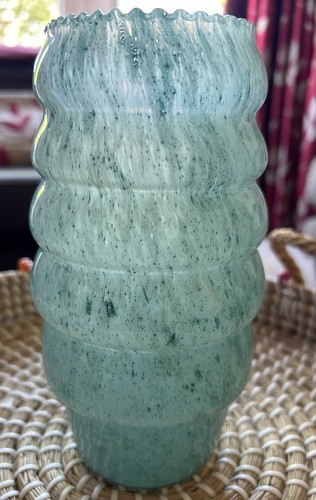 Turquoise speckled glass vase - speckled,