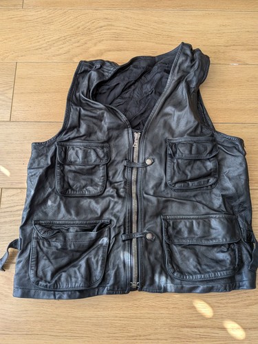 Vintage black genuine - vintage, leather