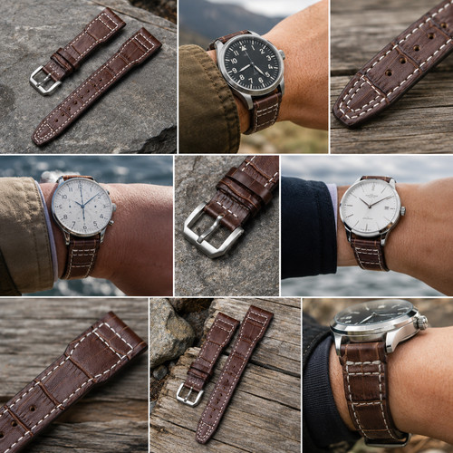 Cowhide leather watch strap - cowhide,