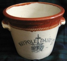 MAYPOLE DAIRY BUTTER CROCK large [12lbs] stoneware cream pail bowl pancheon vgc