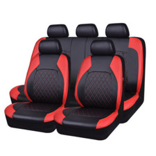 Black/Red Full Set Car Seat Covers Universal Protector Pu Leather Seat Covers