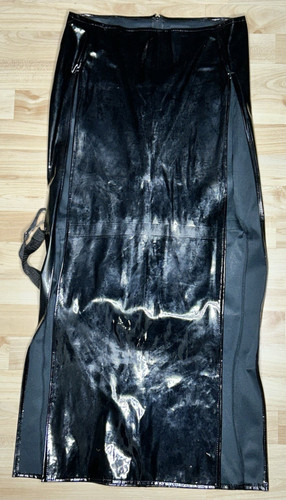 Long black pvc skirt - skirt, wet
