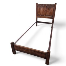 Oak Single Bed Frame Carved